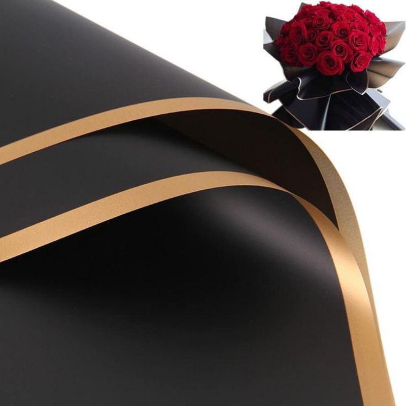 

[ECER] Kertas Bunga Cellophane Flower Wrapping Paper Varian List Gold Frame Transparan Florist Kertas Kado