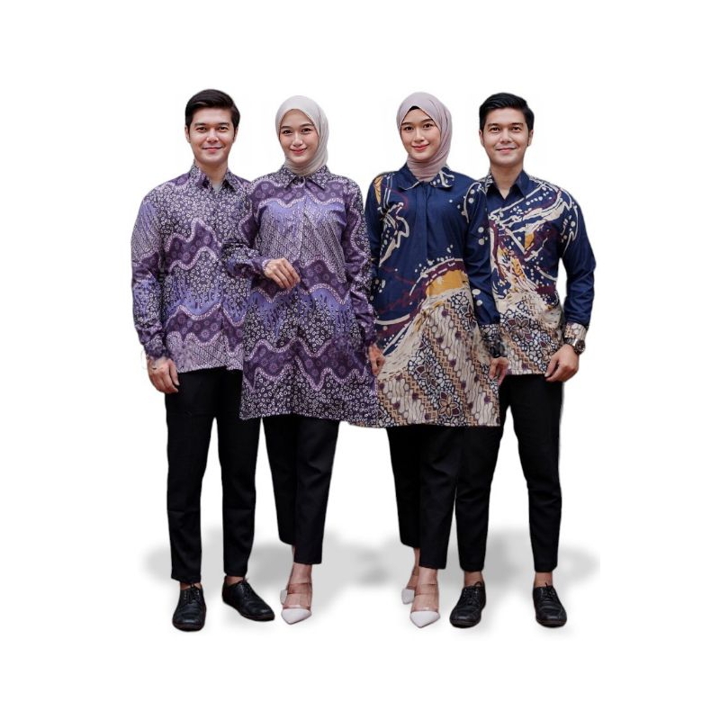 Dress batik couple seragam |  Dress batik couple kemeja batik lengan panjang pendek | Dress Natal Dr