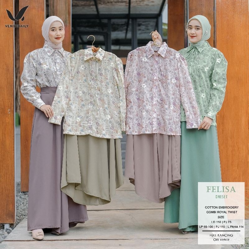 FELISA SET VENTE ONESET ROK EMBROIDERY / SETELAN ATASAN SKIRT LD 110 SETELAN MUSLIM
