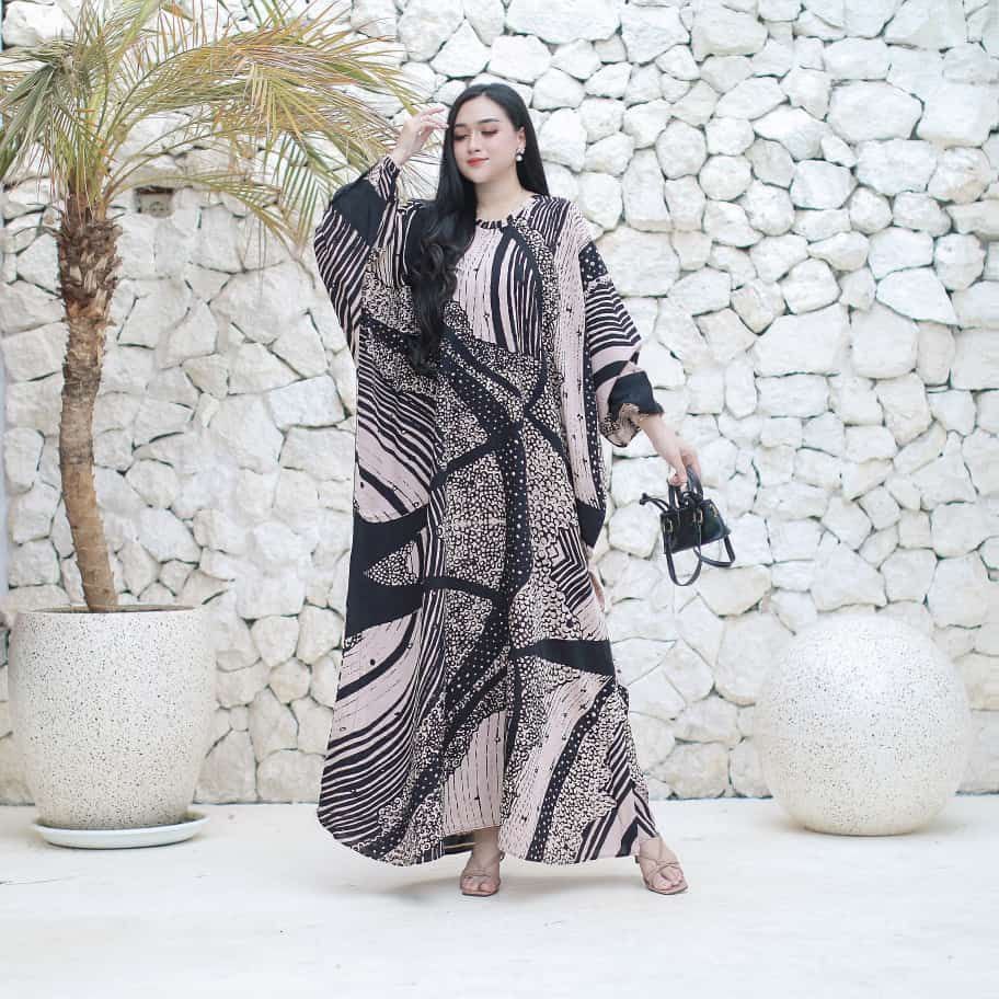 Anjani Kaftan Rayon Jumbo By Nisaa Abaya Kaftan Kondangan Motif Kaftan Batik Abstrak Busui Lengan Pa