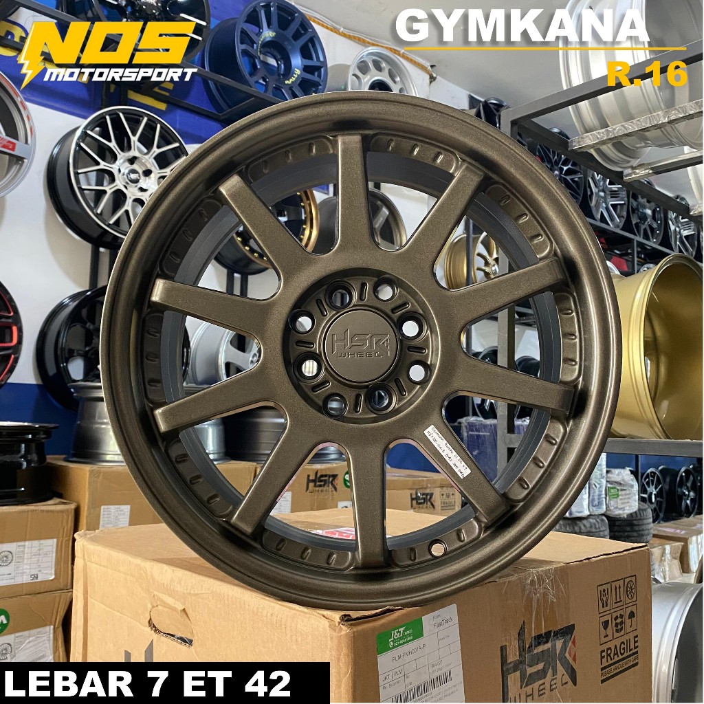 Velg mobil grand civic, soluna, hsr gymkana ring 16 lubang 4 warna bronze lebar 7