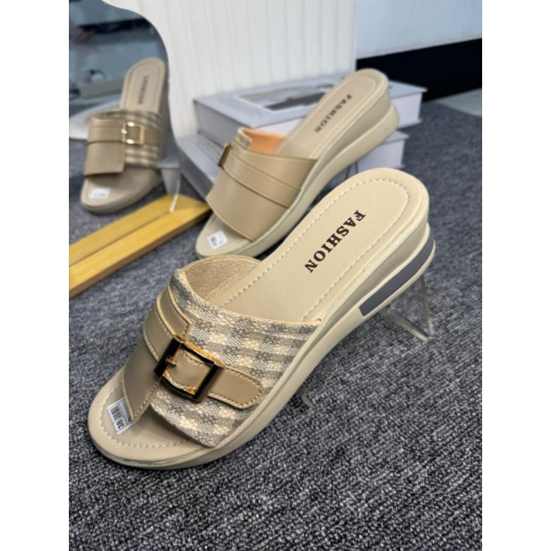 Ghanii_Store-Sandal Wedges Slop Terbaru-Sandal Wanita Remaja/Dewasa Murah-Sandal Casual Remaja Wanit
