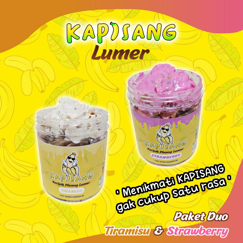 

KAPISANG Keripik pisang lumer PAKET DUO 500 gr Tiramisu & Strawberry cemilan kripik pisang lumer
