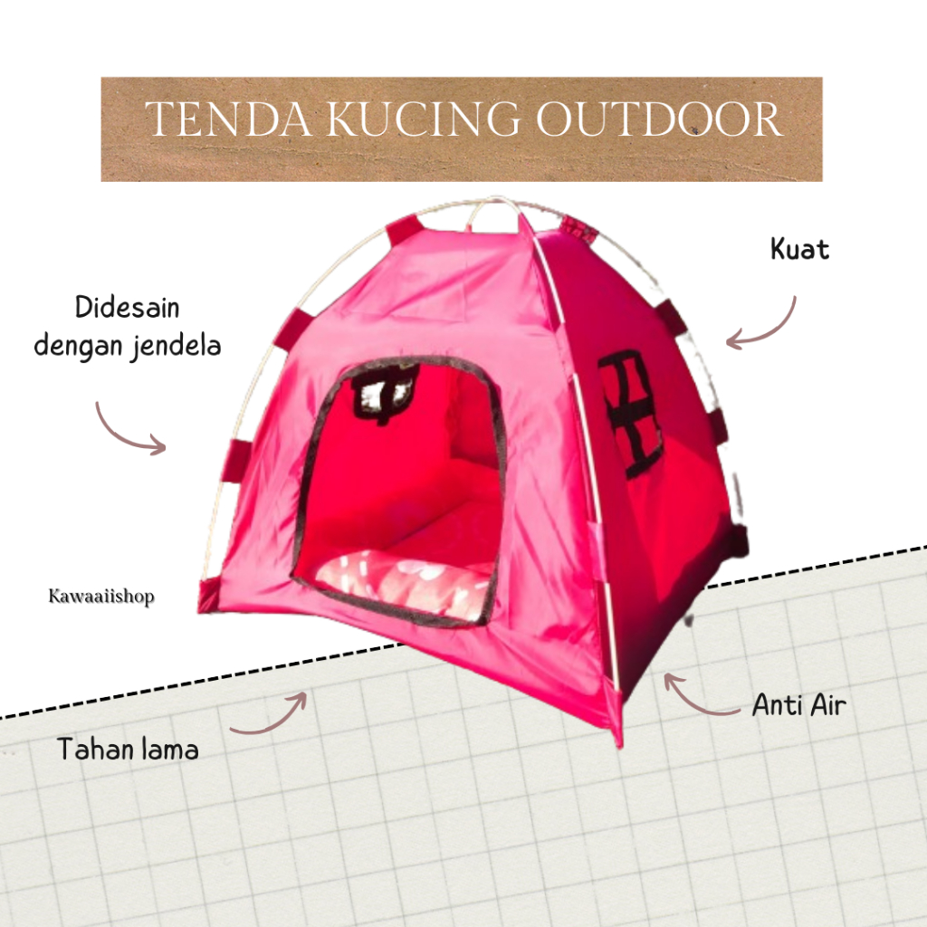 Tenda Anjing Kucing Portable Murah Outdoor | Anti Air dan Ringan | Bonus Bantal