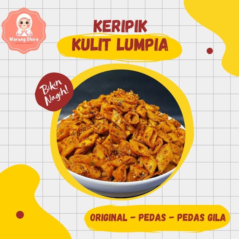 

CEMILAN Keripik Kulit Lumpia Cemilan pedas kriuk rasa daun jeruk pedas original