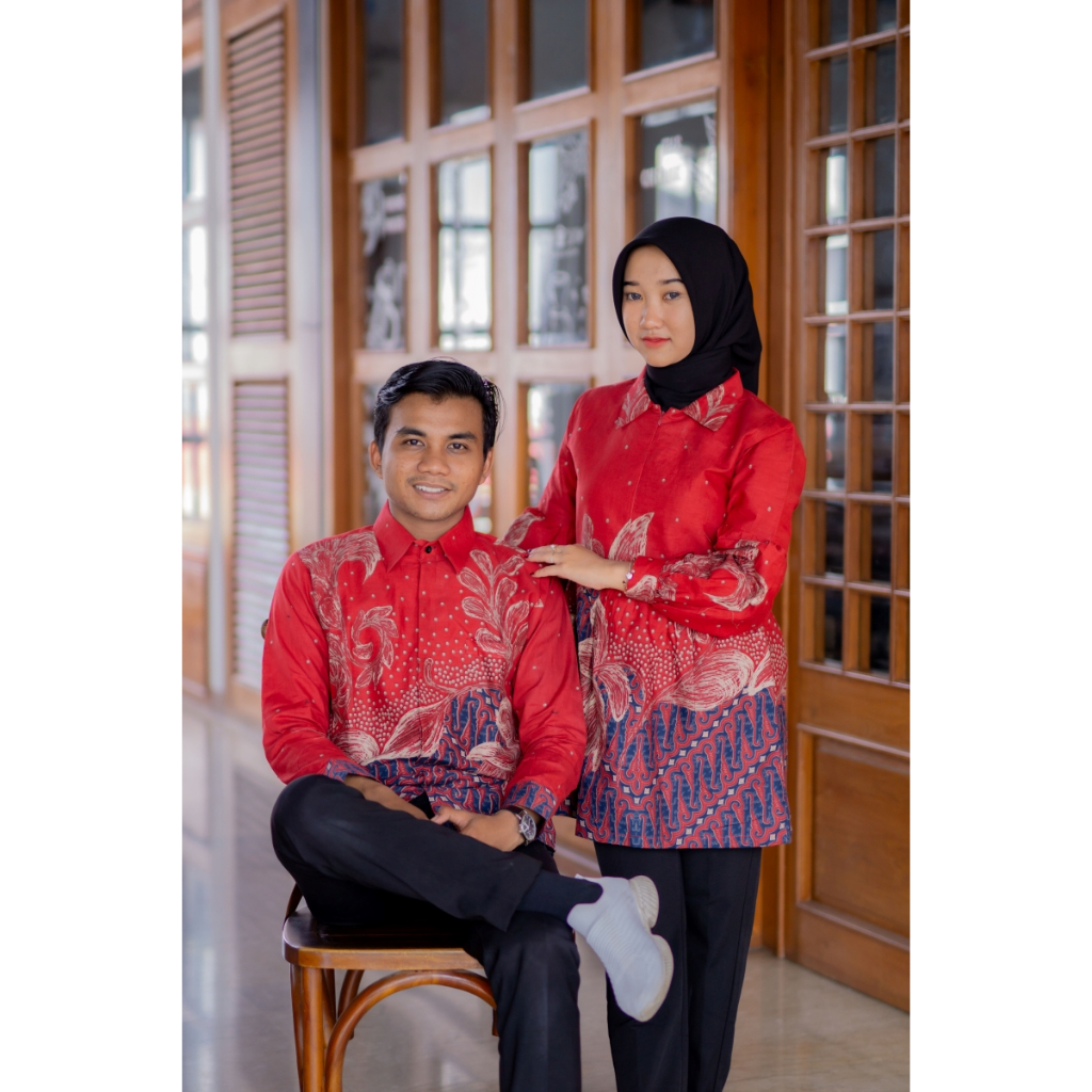 Motif Revanya | Batik Nisa Cllection Official | Batik Couple Bluse Pria Dewasa Lengan Panjang Lapiss