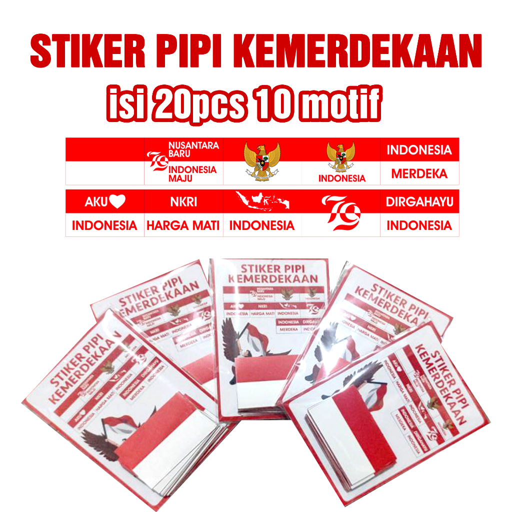 

20pcs Stiker Pipi Kemerdekaan bendera merah putih karnaval 17 agustus dirgahayu idonesia Sticker Hut RI