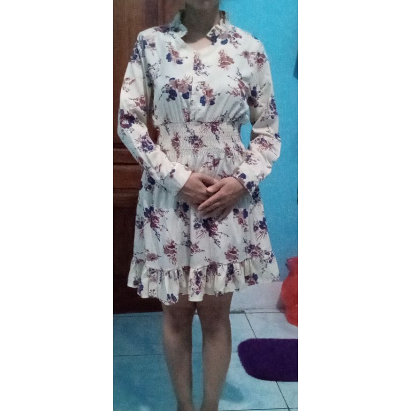 Preloved Floral Dress/ Dress bunga lengan panjang