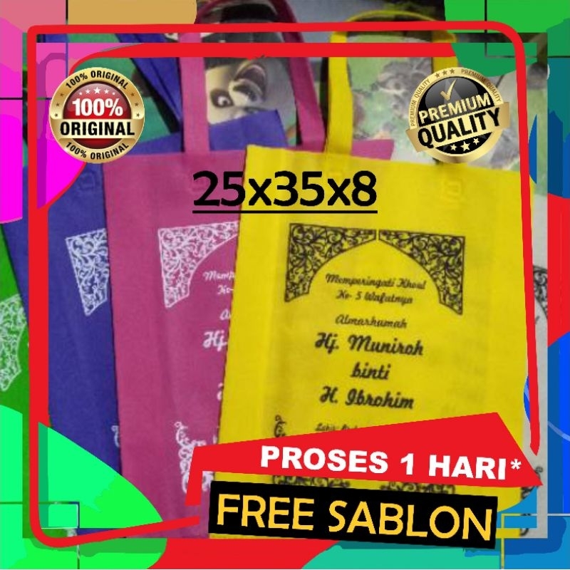 Goodiebag Sablon 25x35x8 Tas Tahlil Tas Mengenang Spunbond Tas Sablon Tas Bingkisan