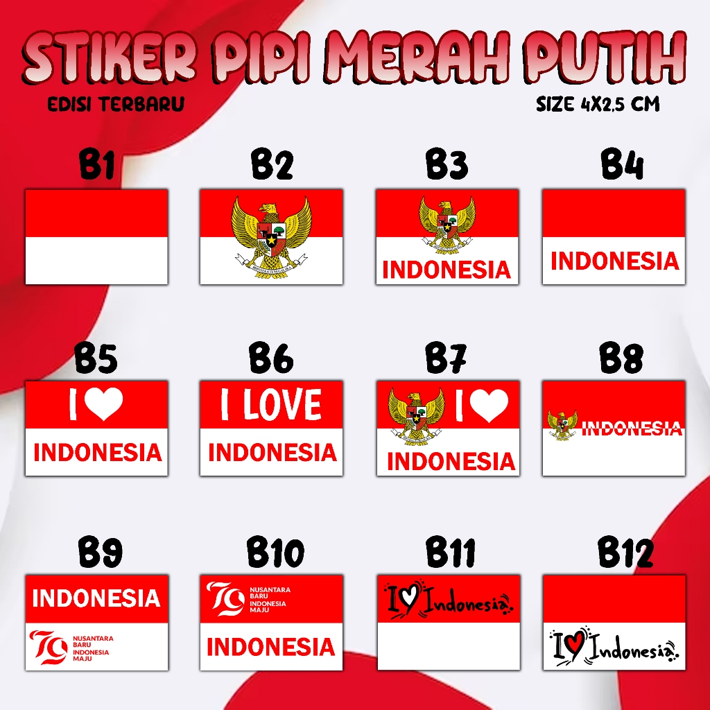 

STIKER PIPI MERAH PUTIH/STIKER PIPI HUT BENDERA INDONESIA