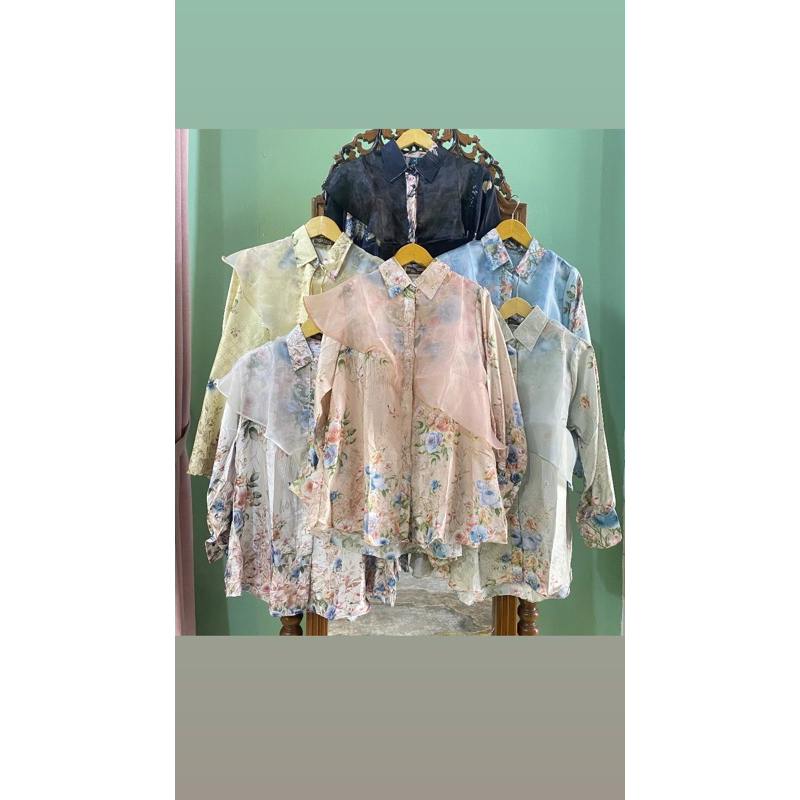 atasan silk organza printing babungo