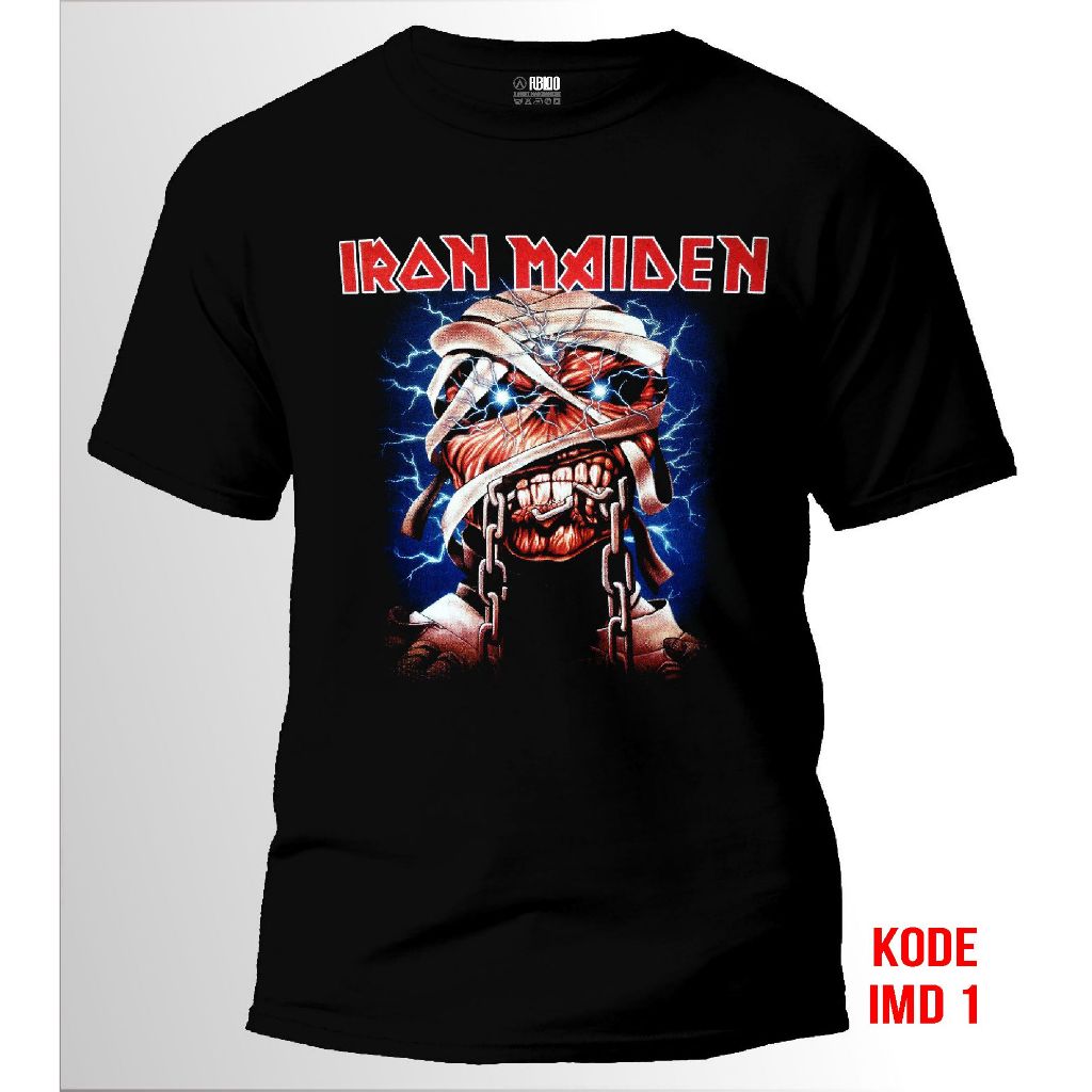 kaos musik Iron Maiden T-shirt pria wanita bahan 24s original