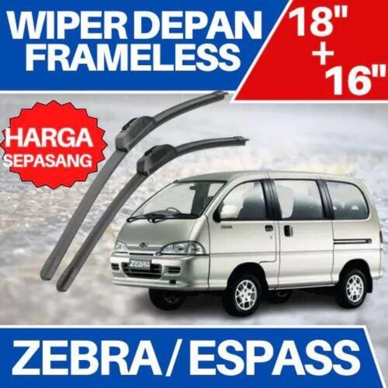 Wiper Mobil Zebra Espass Karet Wiper Mobil Frameles Mobil Espas Zebra 1Set Depan
