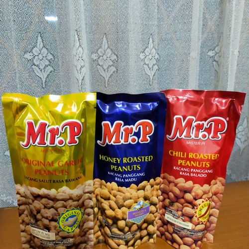 

Camilan / Snack Kacang Mr P Peanut Original Garlic / Bawang, Honey / Madu, Chili / Balado Pedas 80 Gram