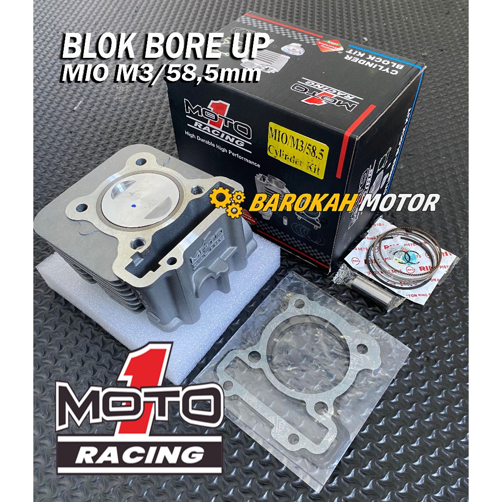 MOTO1 Blok Mio M3 Bore Up 58,5 Pin 13 Mio M3 Mio Soul Gt 125 X-Ride 125 (Bisa Untuk Harian)