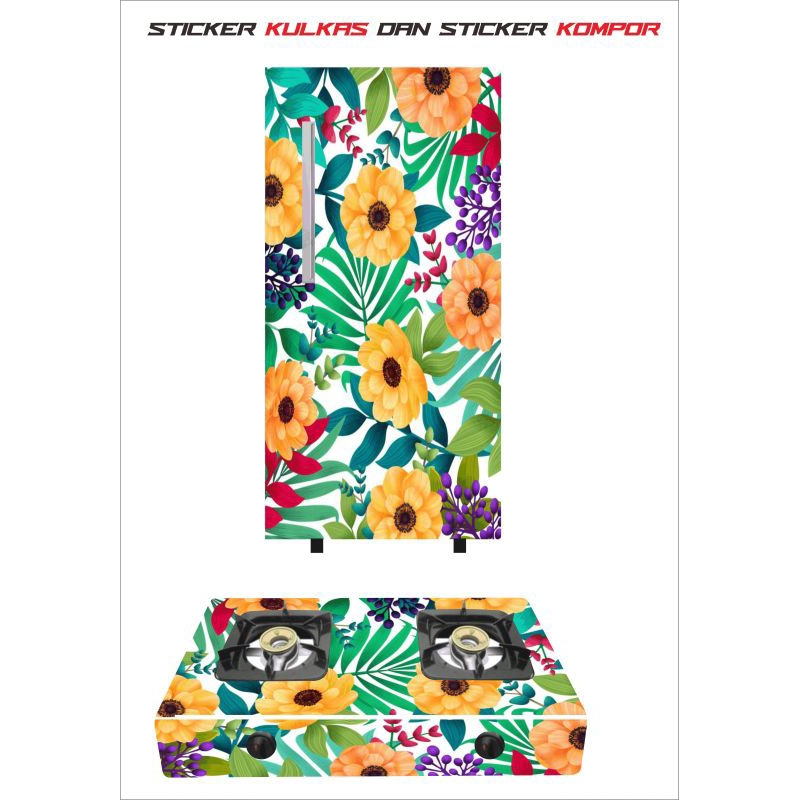 wallpaper stiker kulkas 1 pintu dan kompor 2 tungku