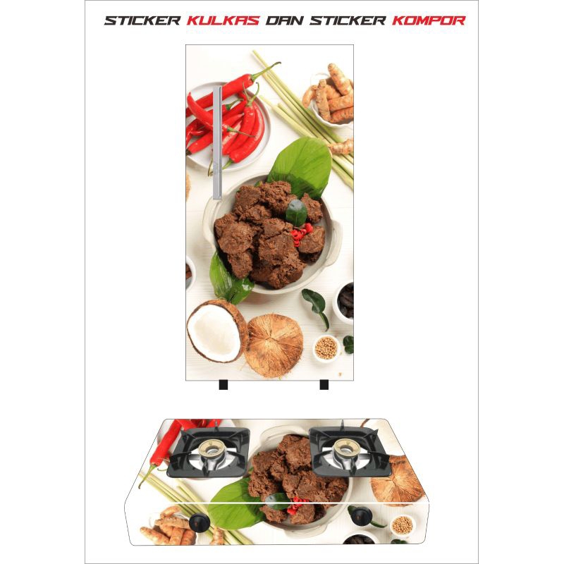 wallpaper stiker kulkas 1 pintu dan kompor 2 tungku
