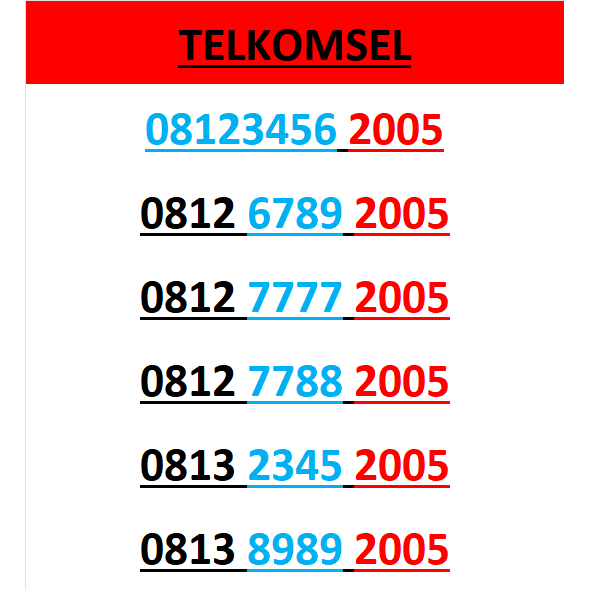 nomor cantik simpati seri tahun 2005 rapi lengkap w5000