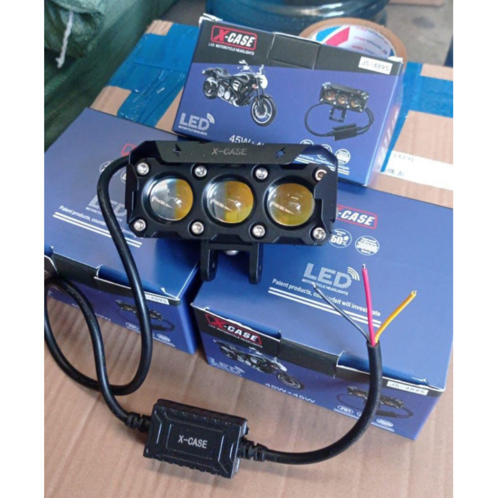 Lampu Tembak 3 Mata Sudah Dengan Kipas Dan Adaptor Universal Bisa Motor/Mobil Lampu Tembak  3led Ada