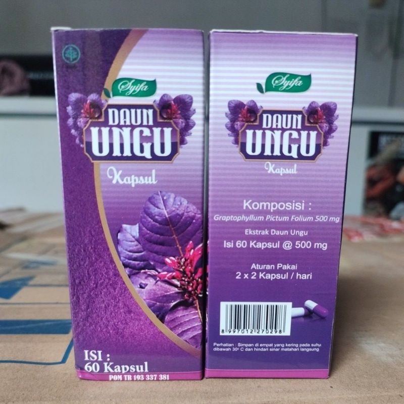 KAPSUL DAUN UNGU ISI 60 KAPSUL - KAPSUL EKSTRAK DAUN UNGU 60 KAPSUL