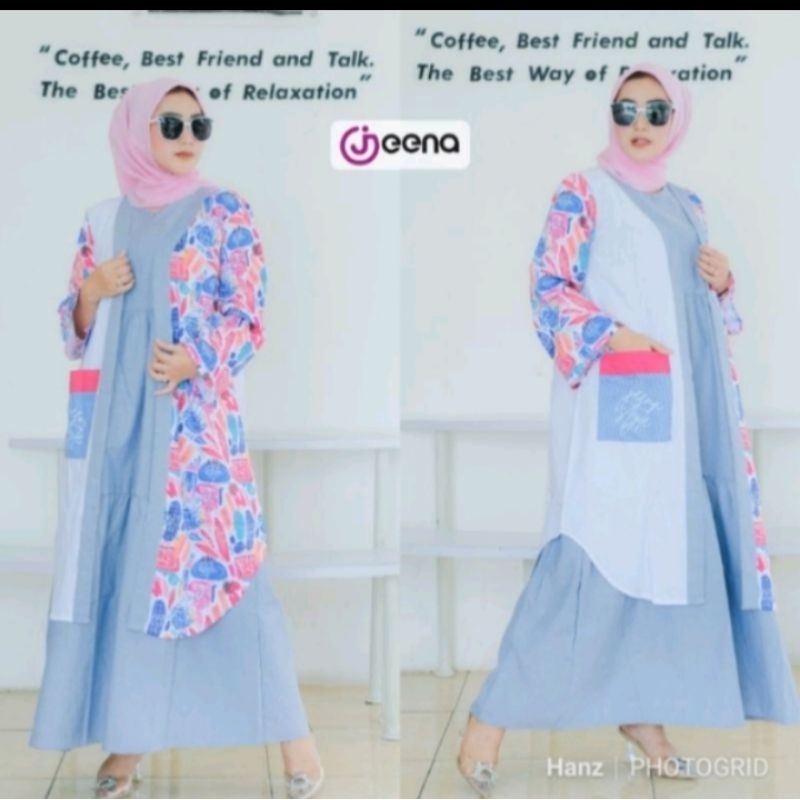 JEENA Style Set Gamis dan Cardigan