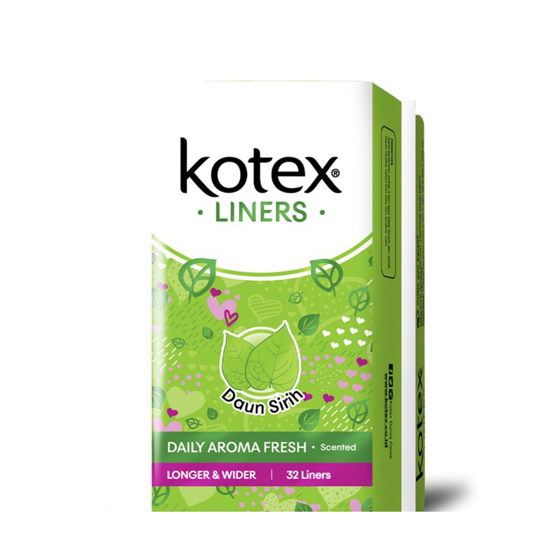 kotex pantyliner pantyliners daun sirih 32pcs longer 18cm