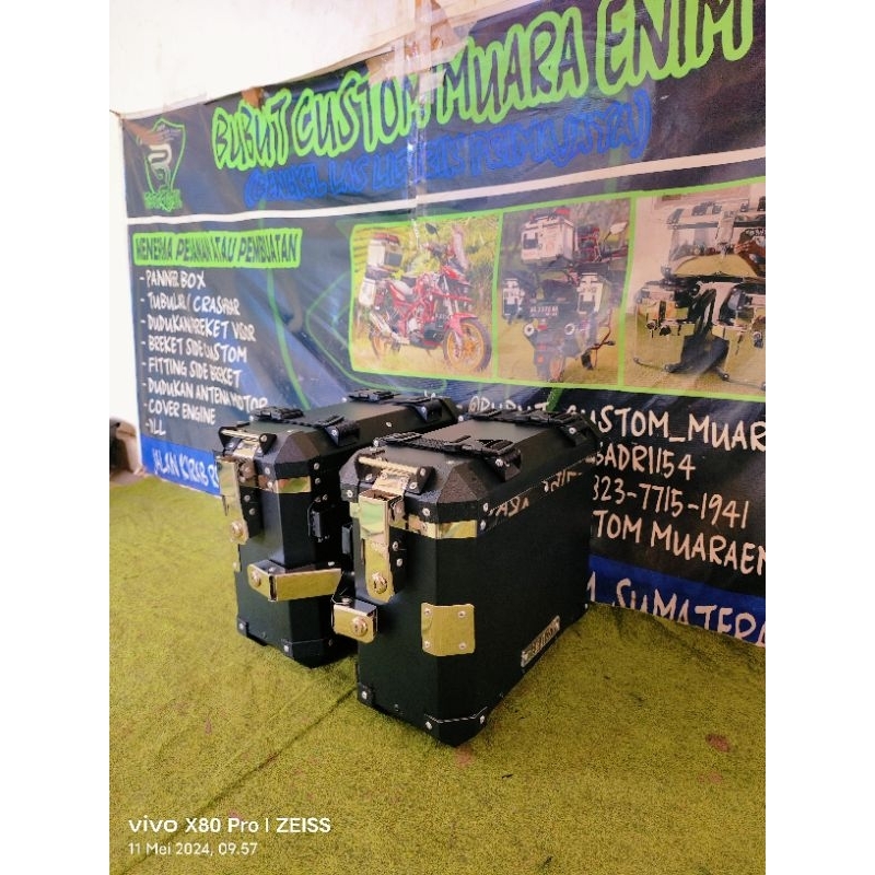 Side box pannier 24L ALUMINIUM & galvanis,pannier bubut custom, box pannier, box motor, Box stainles
