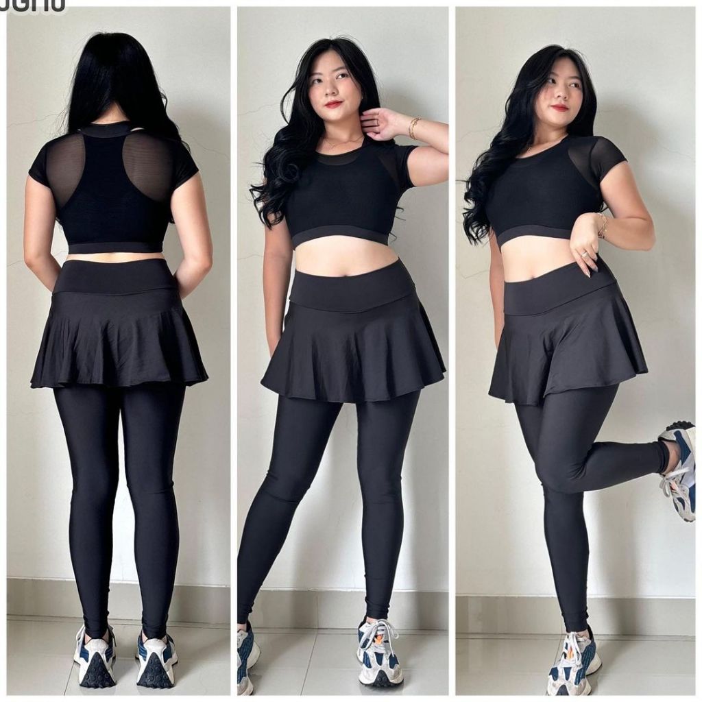 Set Baju Olahraga Wanita Celana Rok + Atasan Crop
