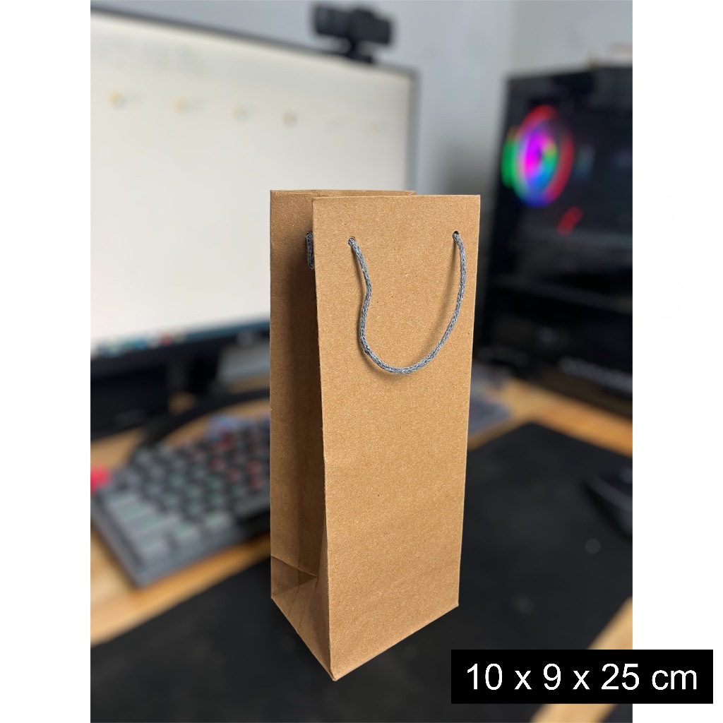 

(12 Pcs) Paper Bag Botol 10x9x25 cm / Tas Kertas Paperbag / Tas Souvenir