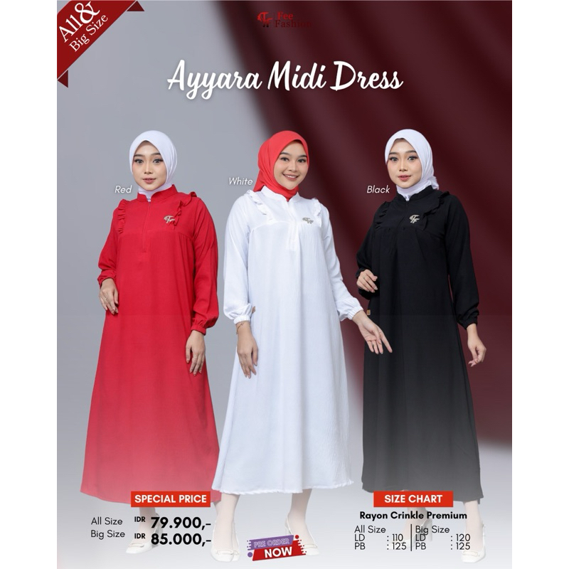 AYARA MIDI DRESS, midi dress polos, Special hut kemerdekaan, tunik merah putih