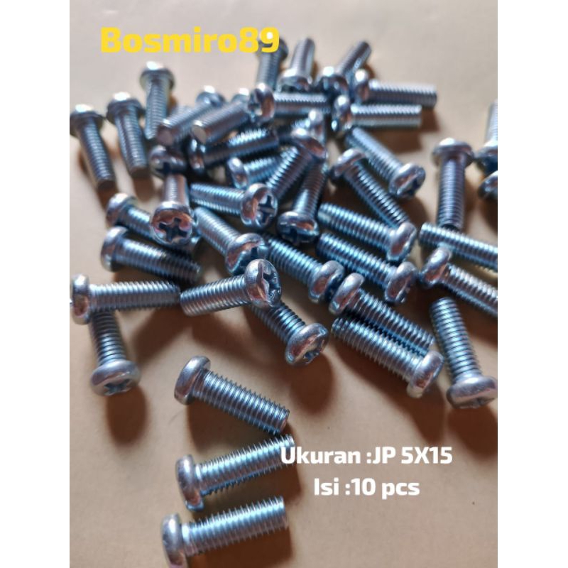 Baut obeng M5X15 baut JP 5X15 isi 10 pcs