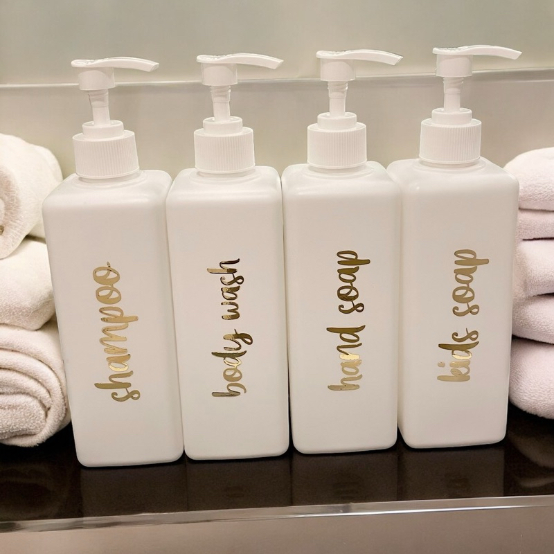 botol KOTAK 500ml GOLD KECIL . aesthetic bottle minimalist organizer tempat sabun cair DISPENSER