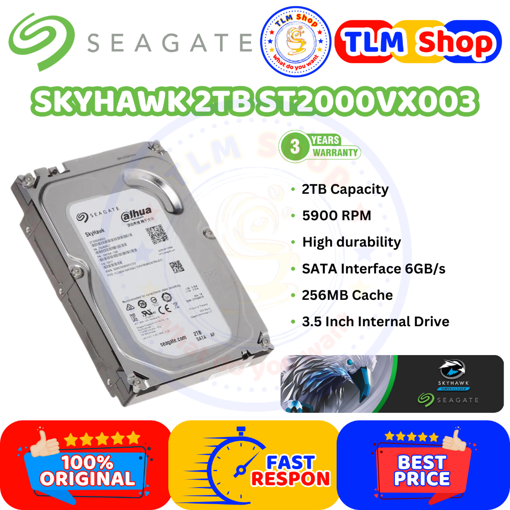 Hardisk Seagate Skyhawk 2TB HDD Internal For Surveillance CCTV SATA