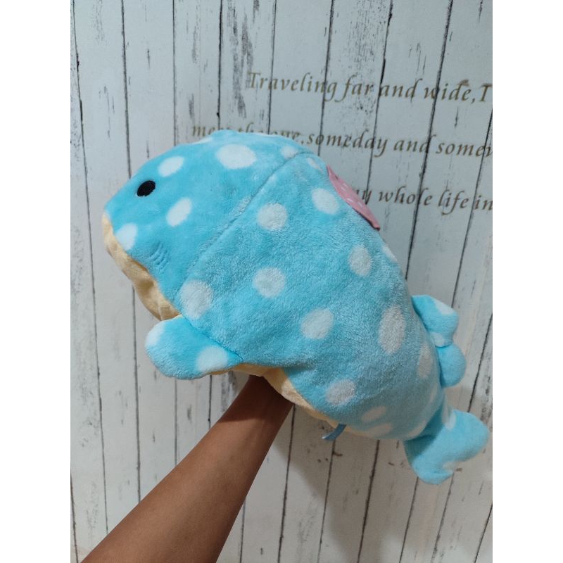 boneka jinbe San original San x UK jumbo 40cm boneka ikan paus totol jinbei san