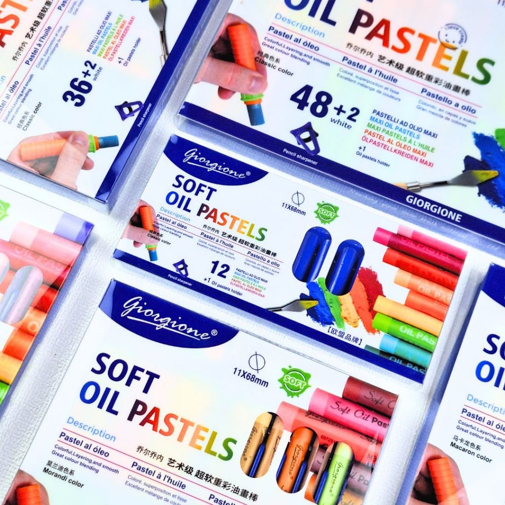 

GIORGIONE Soft OIL PASTELS 12, 24, 36, 48 warna crayon mewarnai WHITE BLUE PACK / CLASSIC COLORS