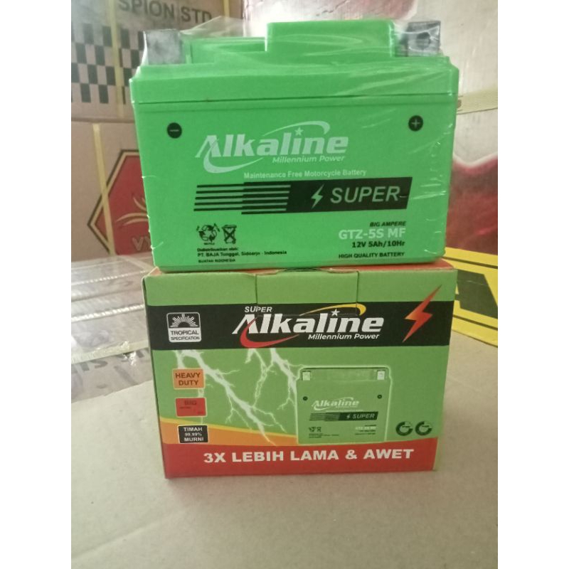 AKI KERING ALKALINE SUPER GTZ5S untuk motor ,Honda beat,Honda Vario, All Bebek  100% Original