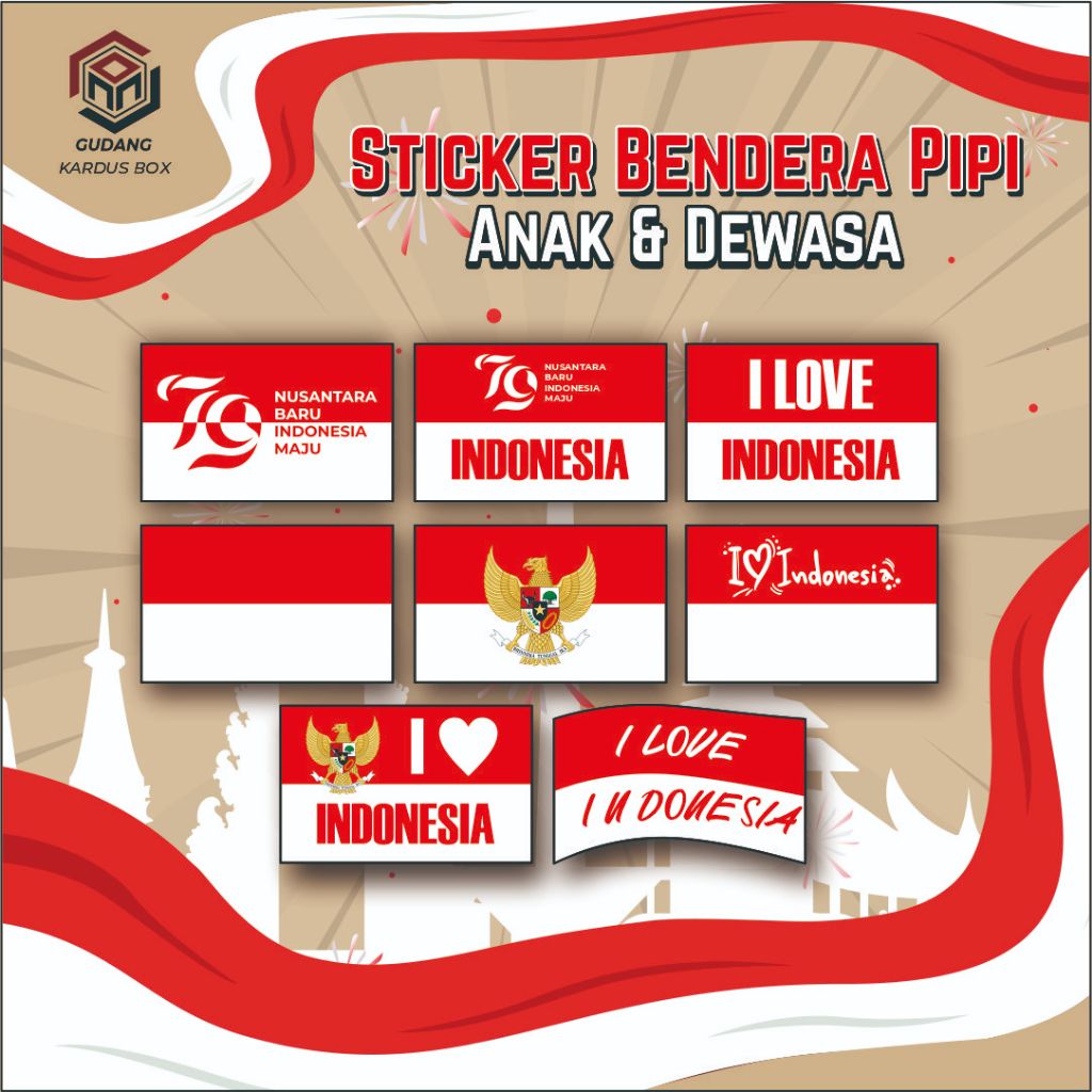 

Stiker Pipi Bendera 50 Pcs / Sticker Merah Putih / Sticker Bendera Tempel Pipi / Anak Dewasa