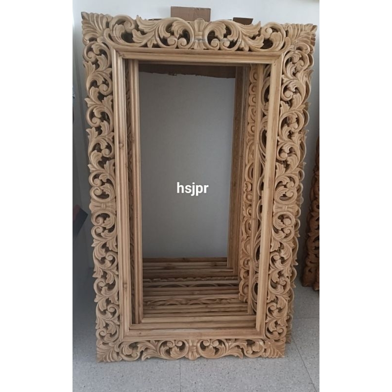 pigura ukir kayu jati