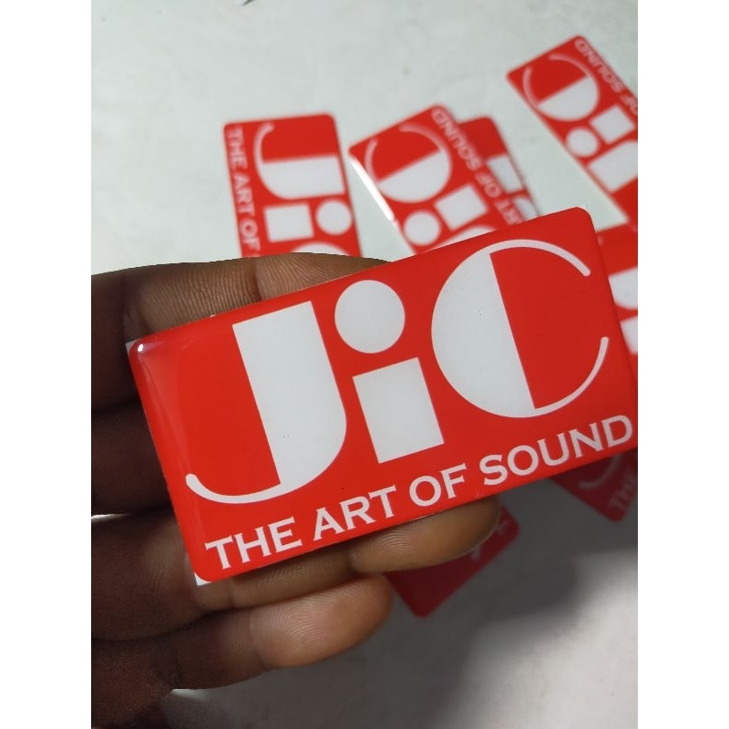 

JIC AUDIO UK 7,75 X 3,75 cm LABEL/LOGO/ STICKER TIMBUL / EMBLEM GRILLBOX SPEAKER UK 8cm x 3,5cm