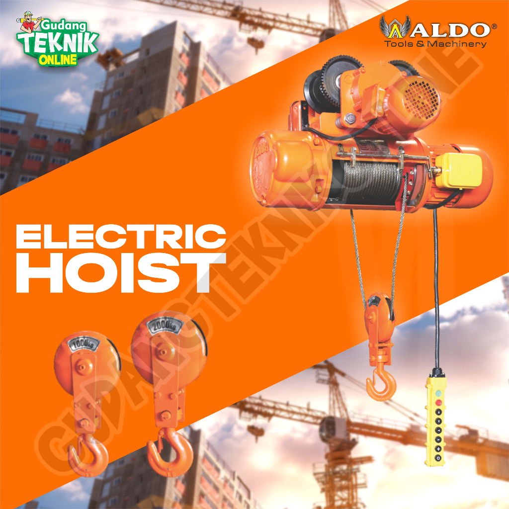 Electric Hoist + Trolley ALDO 1 Ton 6 Meter 9 Meter 1000Kg / Hoist Katrol Troli ALDO 6m 9m 1000Kg - 