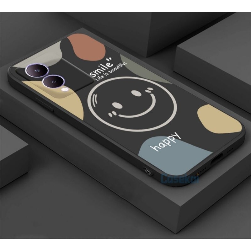Case Hp Motif Smile Happy Kompatibel untuk Oppo A3s Realme C1 Realme C20 Realme C11 2021 Vivo Y21/Y2