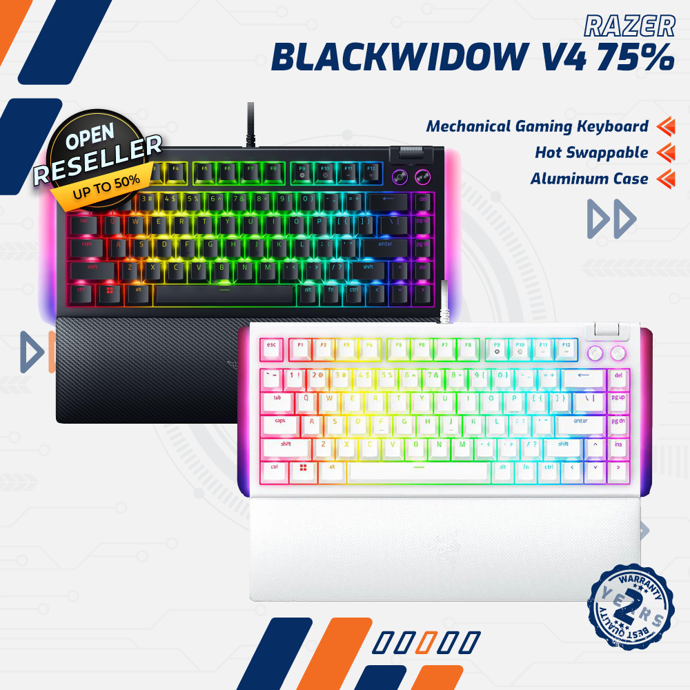 Razer BlackWidow V4 75% Hotswap Mechanical Gaming Keyboard - Tactile Switches, Razer Chroma RGB