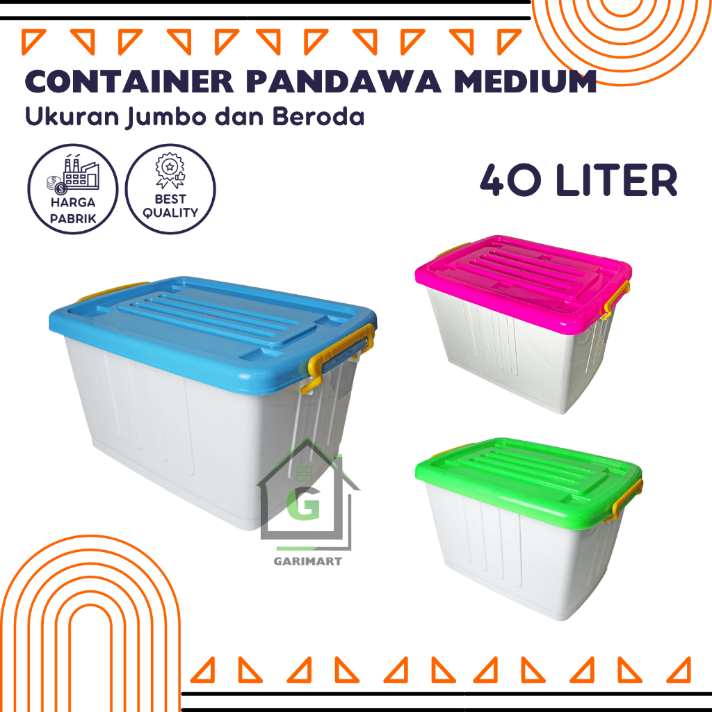 Container Box Roda Plastik Jumbo 40 Liter Kotak Penyimpanan Barang