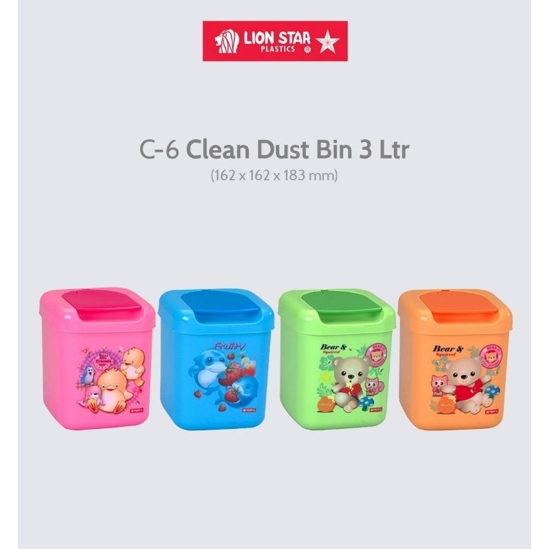 Clean Dustbin 3 liter C-6 Tempat Sampah Meja Mini Mobil Lionstar Lion Star#