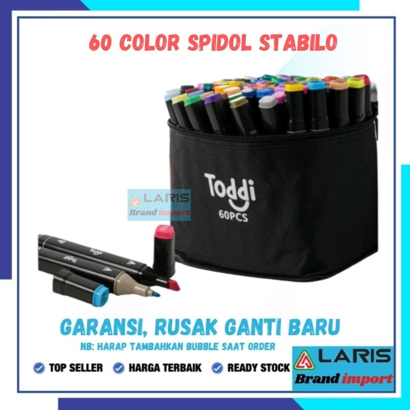 

60 Color Spidol Stabilo Dual Side Fine Art Brush Pen Art Marker Set - Black
