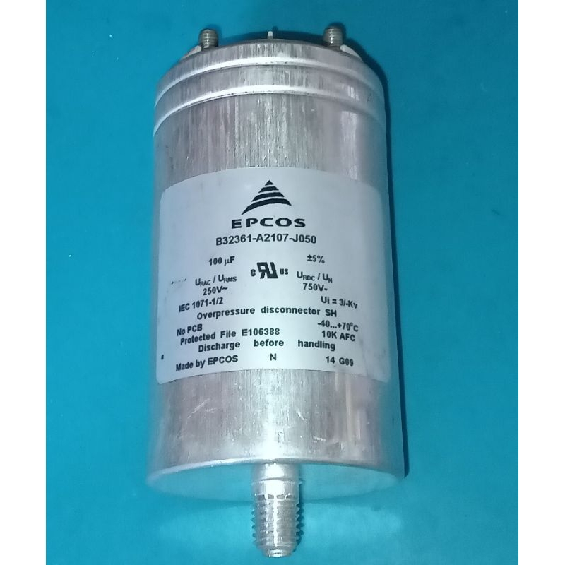 ELCO KAPASITOR EPCOS 100uf 250V- 750V- T 11.3CM D 6.5CM BEKAS