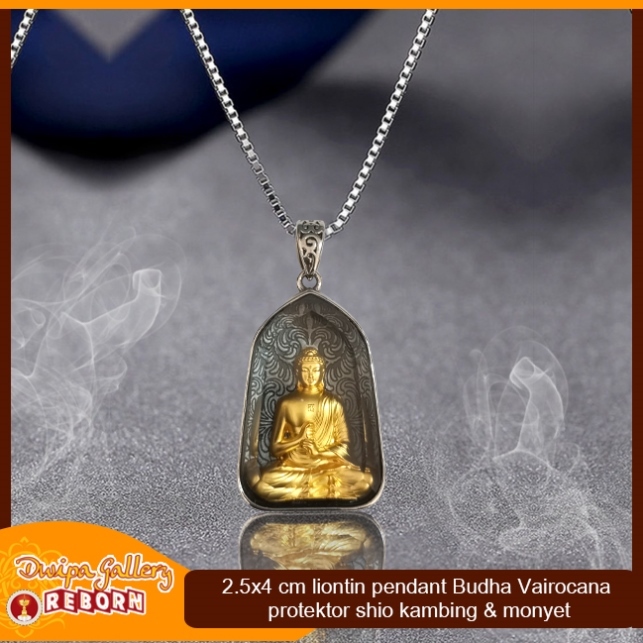 Liontin/Kalung pendant buddha vairocana protektor 2.5x4 cm (shio kambing&monyet)