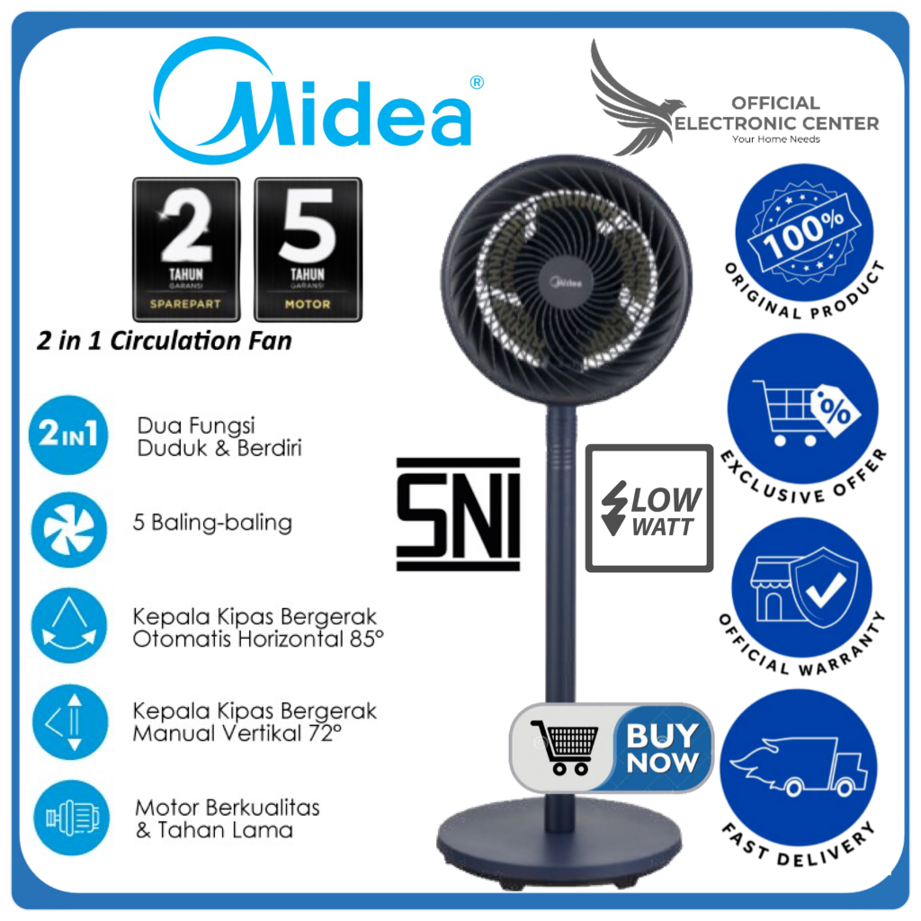 MIDEA KIPAS ANGIN MFG180M0APB MFG180M0 CIRCULATION FAN MIDEA SUPER LOW WATT KIPAS ANGIN SIRKULASI MI
