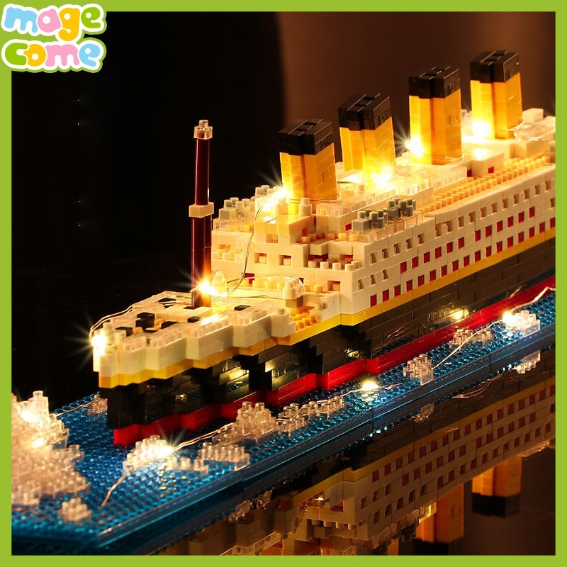 Magecome Titanic ParisEiffel Mainan kapal Titanic 6000 pcs Model Batu Bata Mini Titanic Model Kapal 