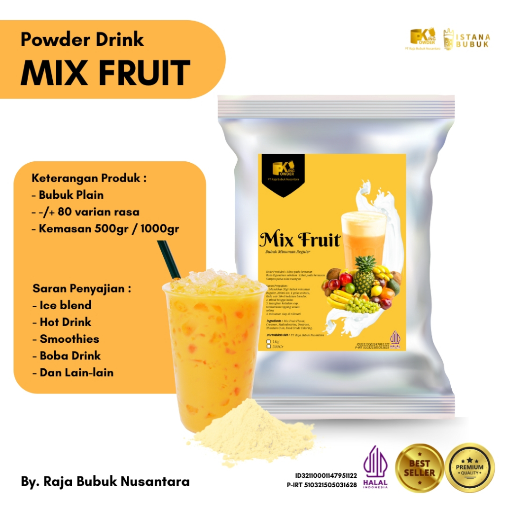 

Bubuk Minuman Mix Fruit Bubuk Minuman rasa Mix Fruit Powder Drink Mix Fruit